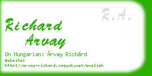 richard arvay business card